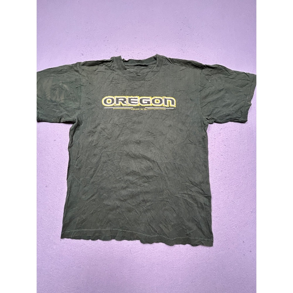 Oregon Ducks T Shirt Cotton Green Yellow Large Mens